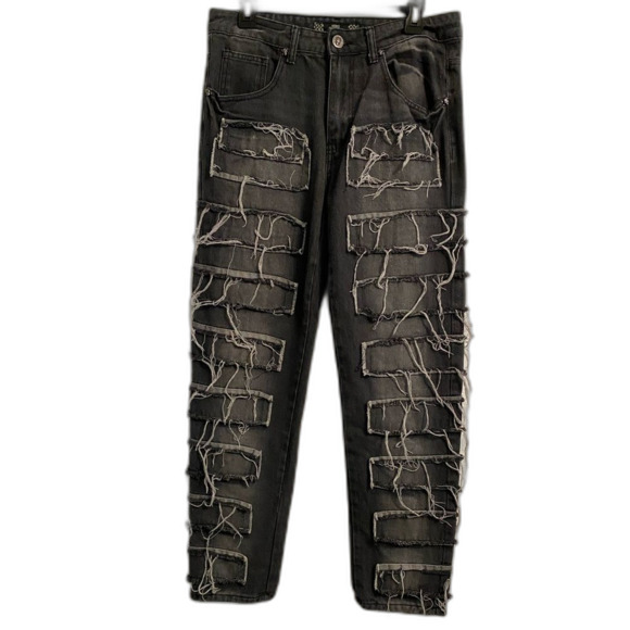 Rebel Vengeance sz 30 Distressed, Thrashed Black Jeans, Men's, Grunge UB1-14 - Picture 1 of 13